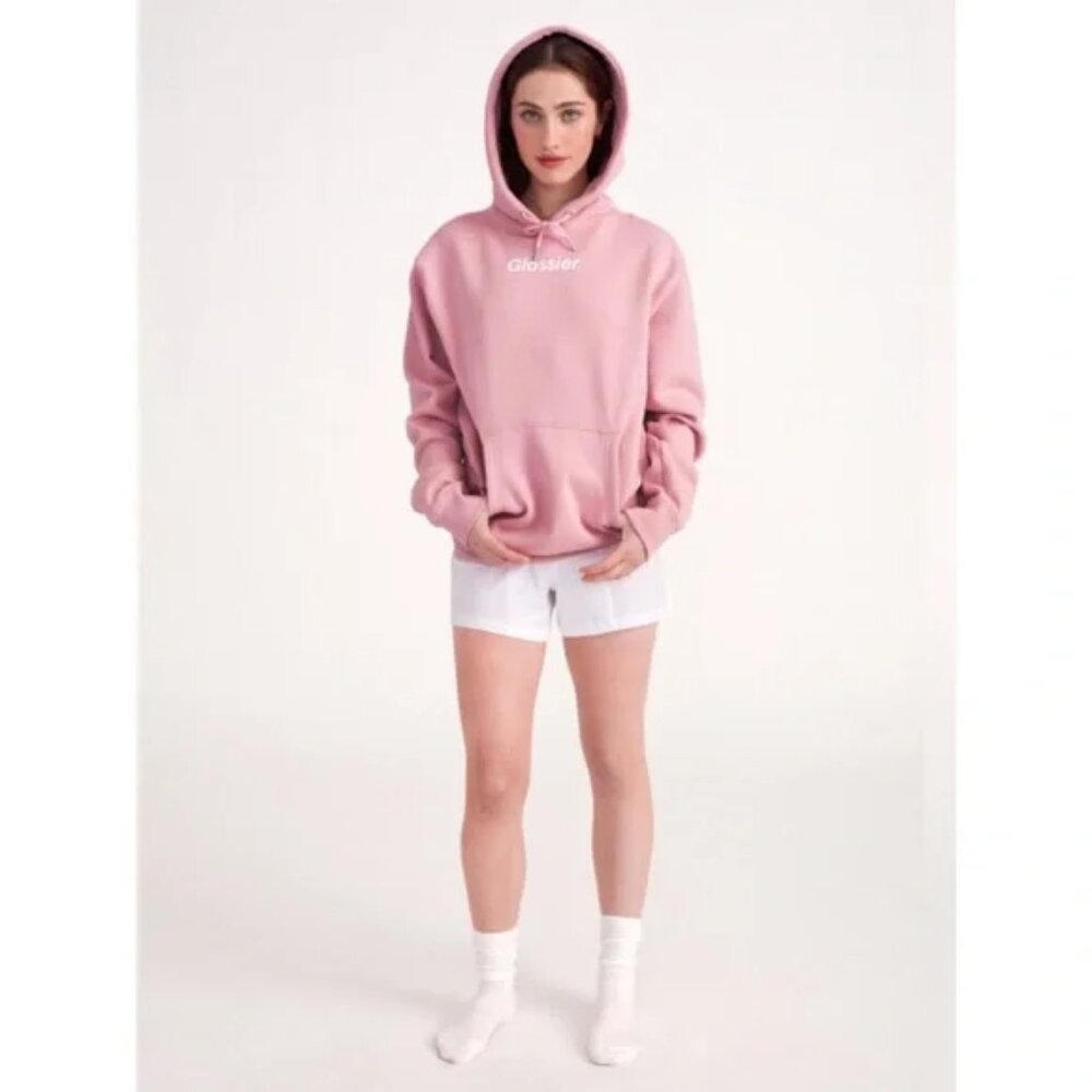 Glossier pink hoodie